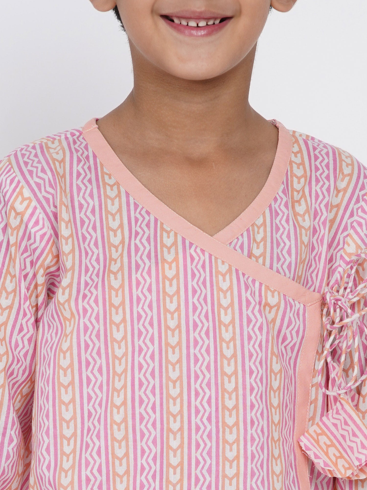 Boy's Marwari Angrakha With Dhoti - Peach - Little Bansi Boys