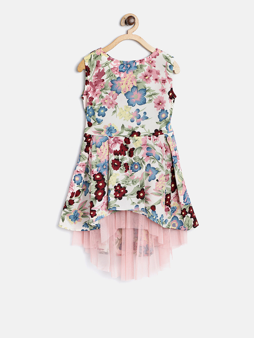 Gilr's Cold Shoulder Floral Printed Dress With Belt - StyleStone Kid