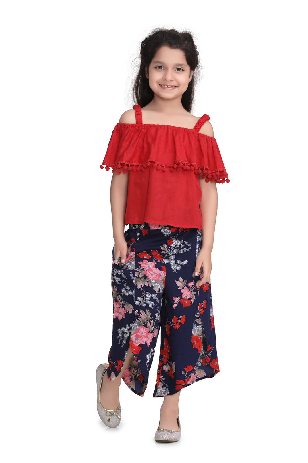 Girl's Rainbow Stripe Crop Top And Pallazo Set - StyleStone Kid