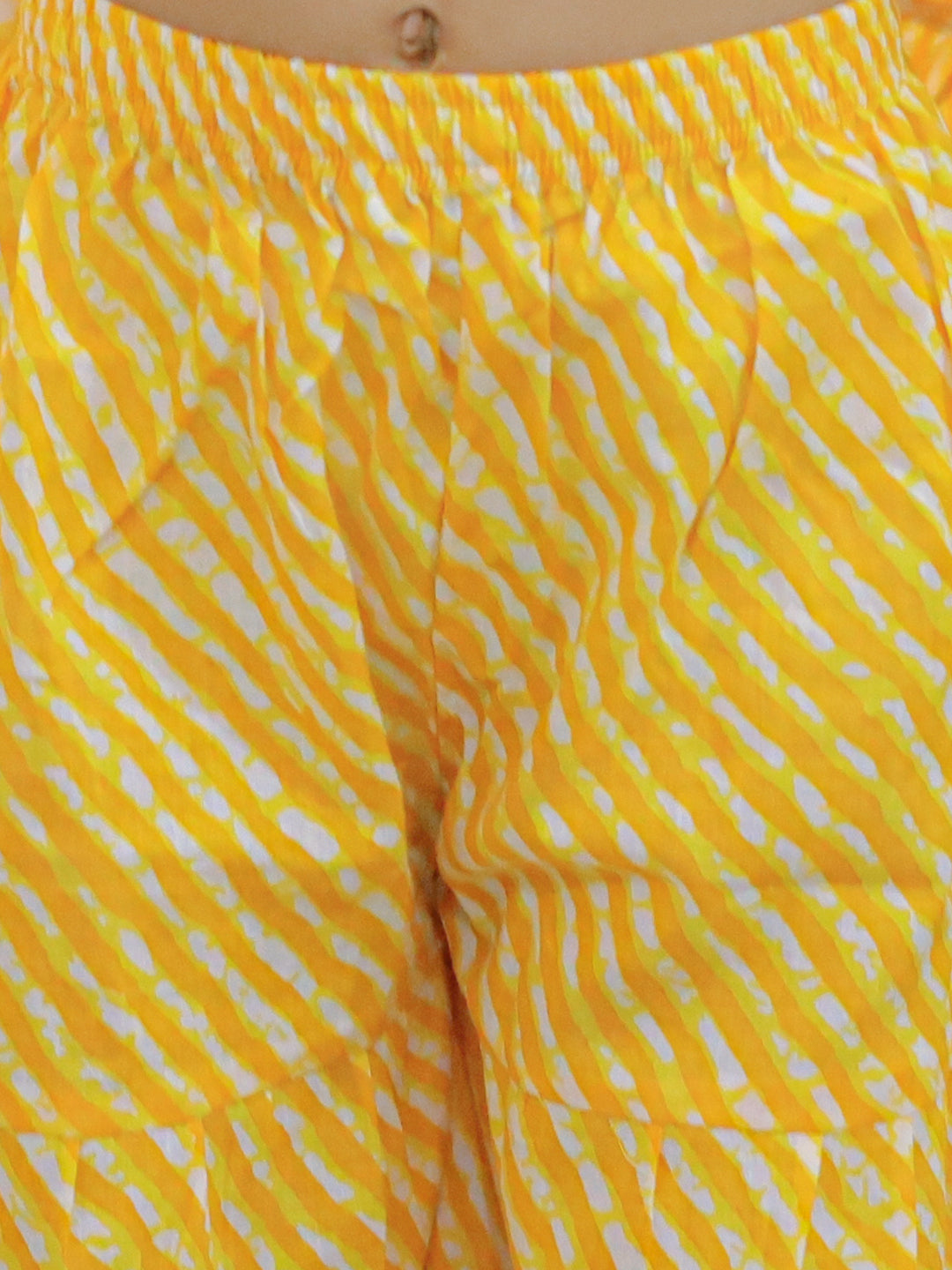 Girl's Yellow Pure Cotton Printed Kurta Sharara With Dupatta - BOWNBEE