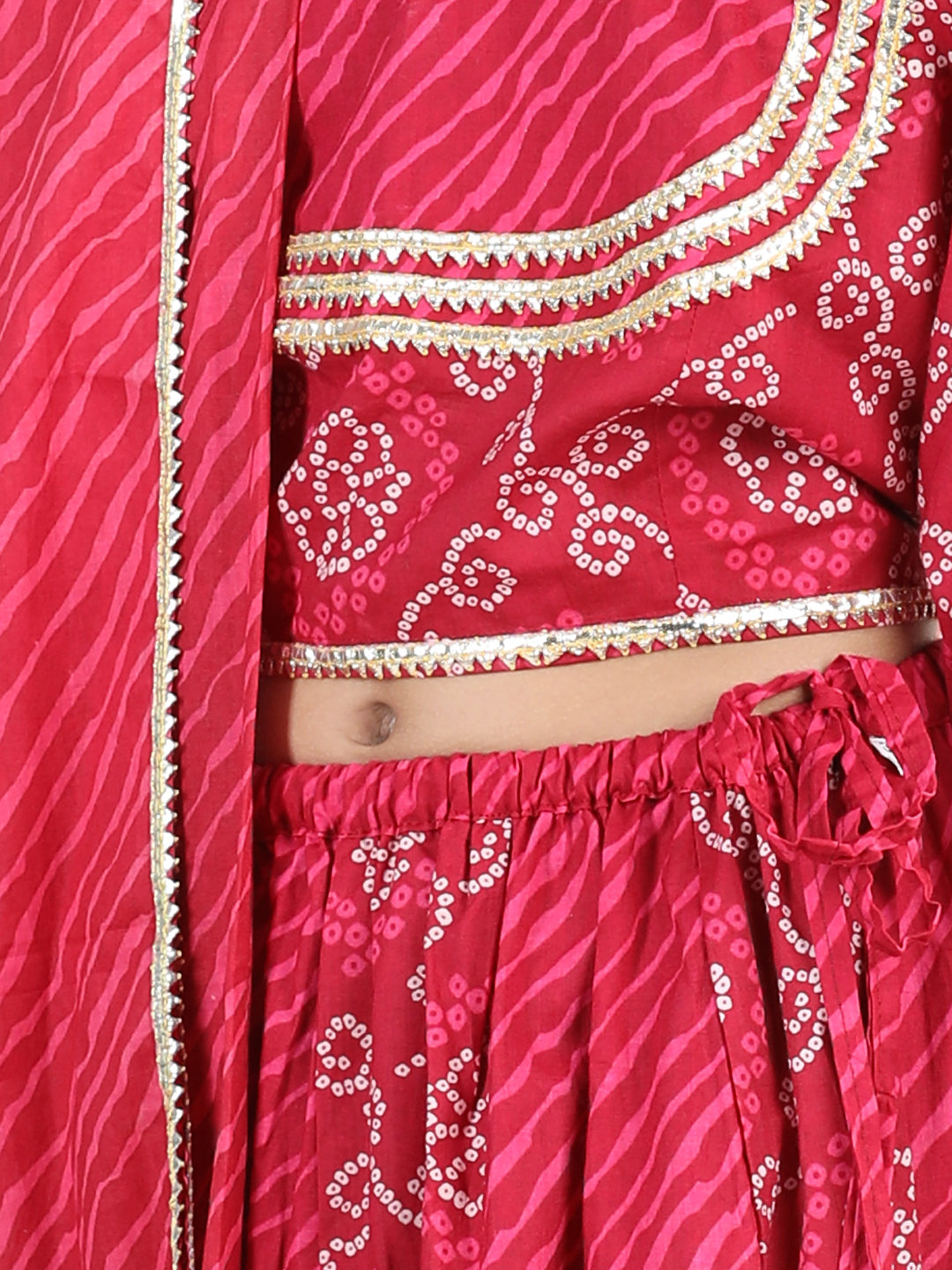 Girl's Cotton Pink Lehenga Sets - Bownbee