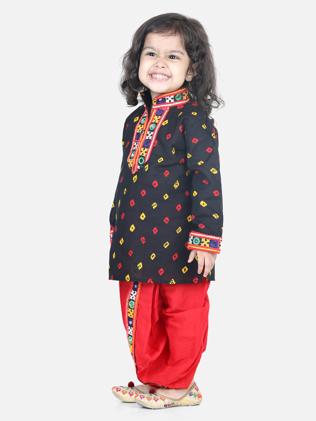 Boy's Black Color Bandhani Print Cotton Full Sleeve Dhoti Kurta - NOZ2TOZ KIDS