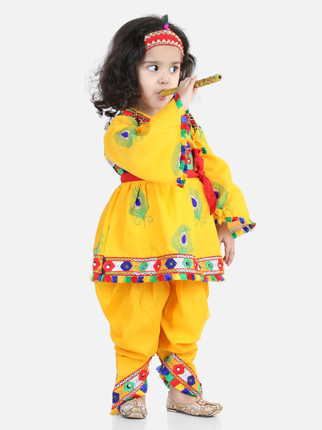 Girl's Yellow Color Embroidered Dhoti Top Radha Dress - NOZ2TOZ KIDS