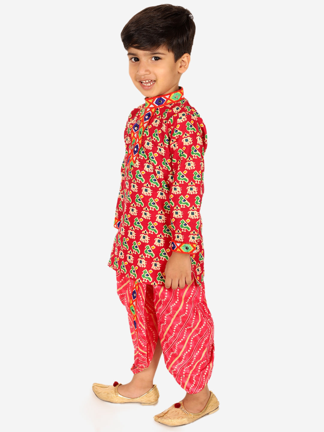 Boy's Pink Cotton Dhoti Sets - Bownbee