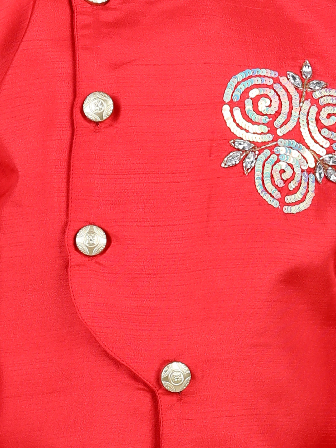 Boy's Red Color Hand Embroidered Kurta Dhoti - NOZ2TOZ KIDS