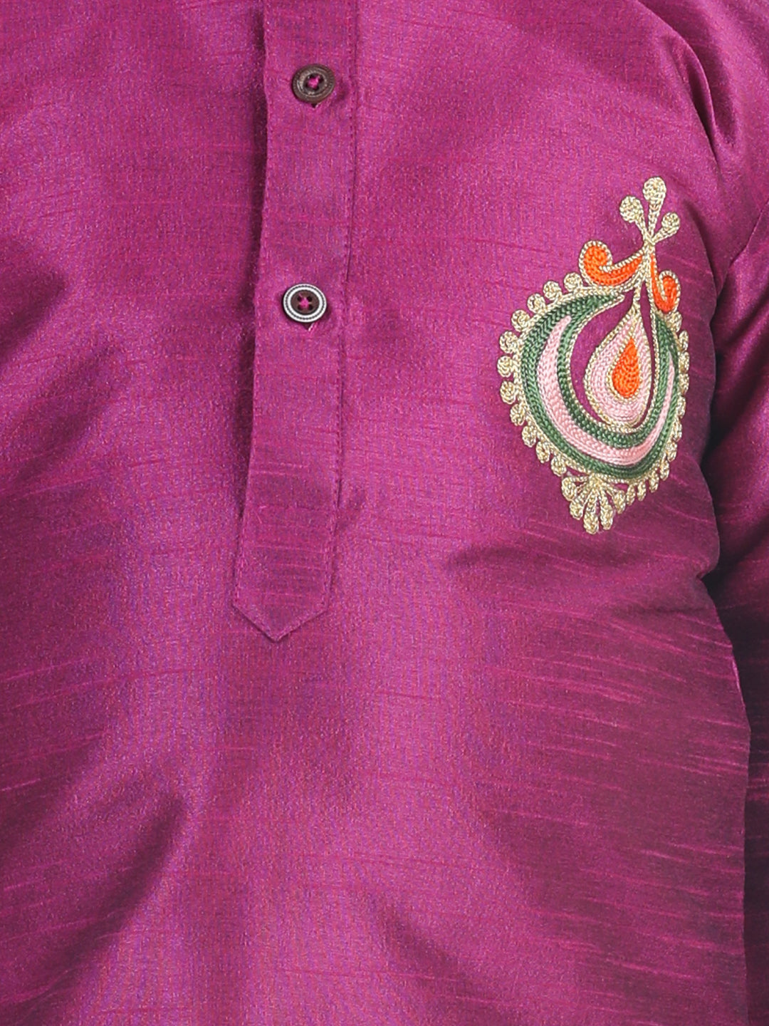 Boy's Purple Color Hand Embroidered Silk Dhoti Kurta  - NOZ2TOZ KIDS
