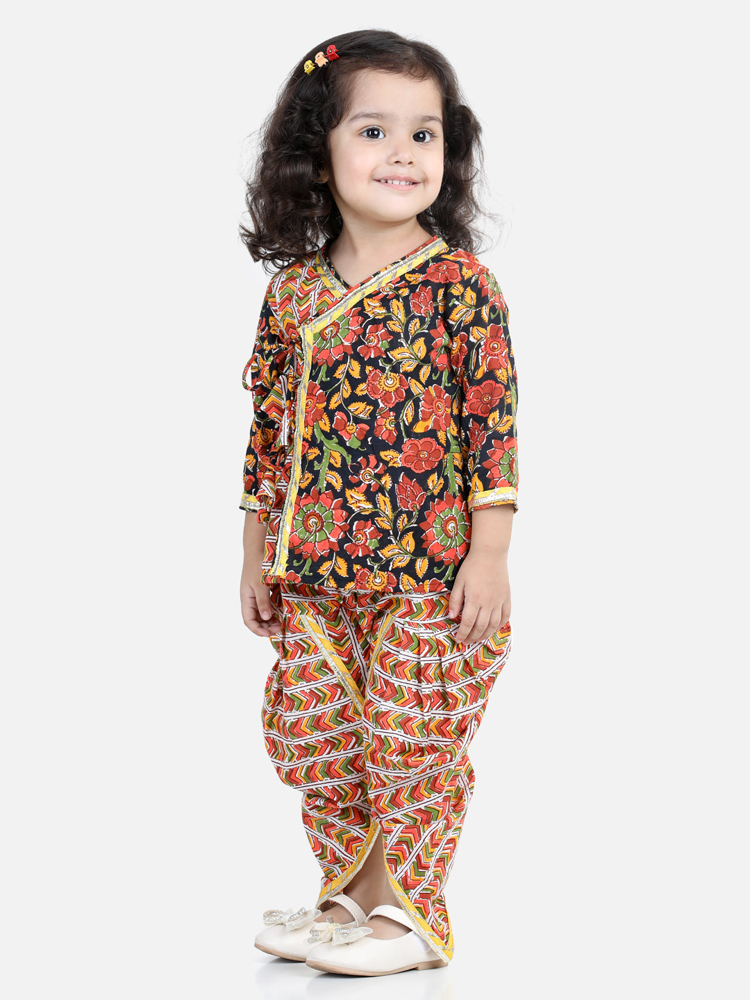 Girl's Cotton Black Dhoti Sets - Bownbee