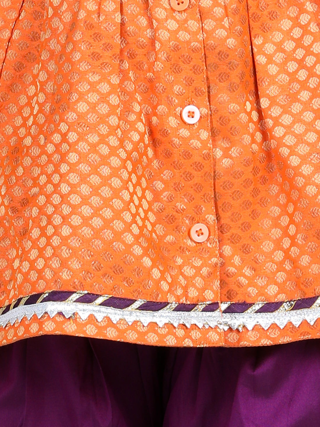 Girl's Orange Color Jacquard Top with Dhoti  - NOZ2TOZ KIDS