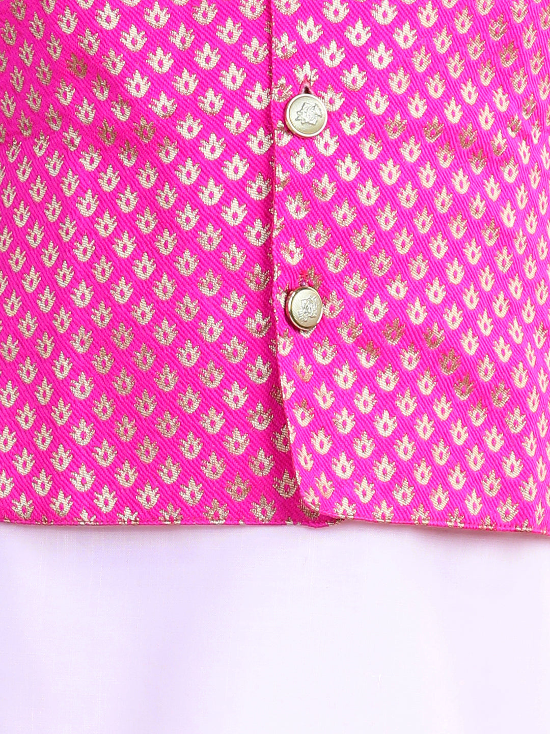 Boy's Baby Pink Color Attached Jacquard Jacket Kurta Pajama  - NOZ2TOZ KIDS