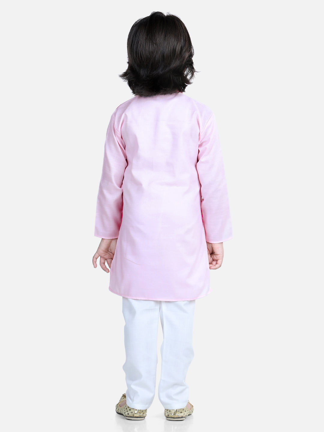 Boy's Pink Jacquard Kurta Sets - Bownbee