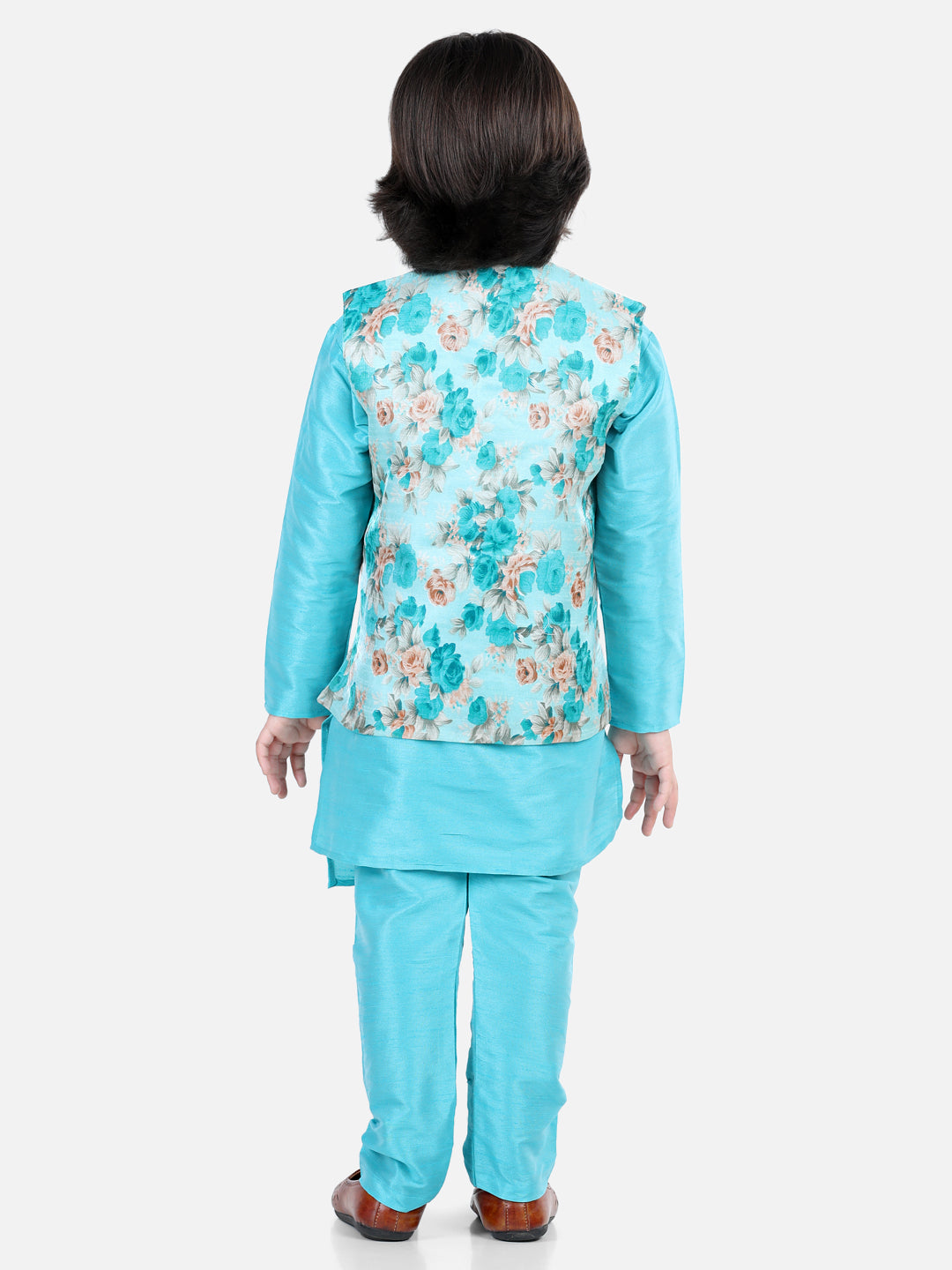 Boy's Blue Cotton Kurta Sets - Bownbee