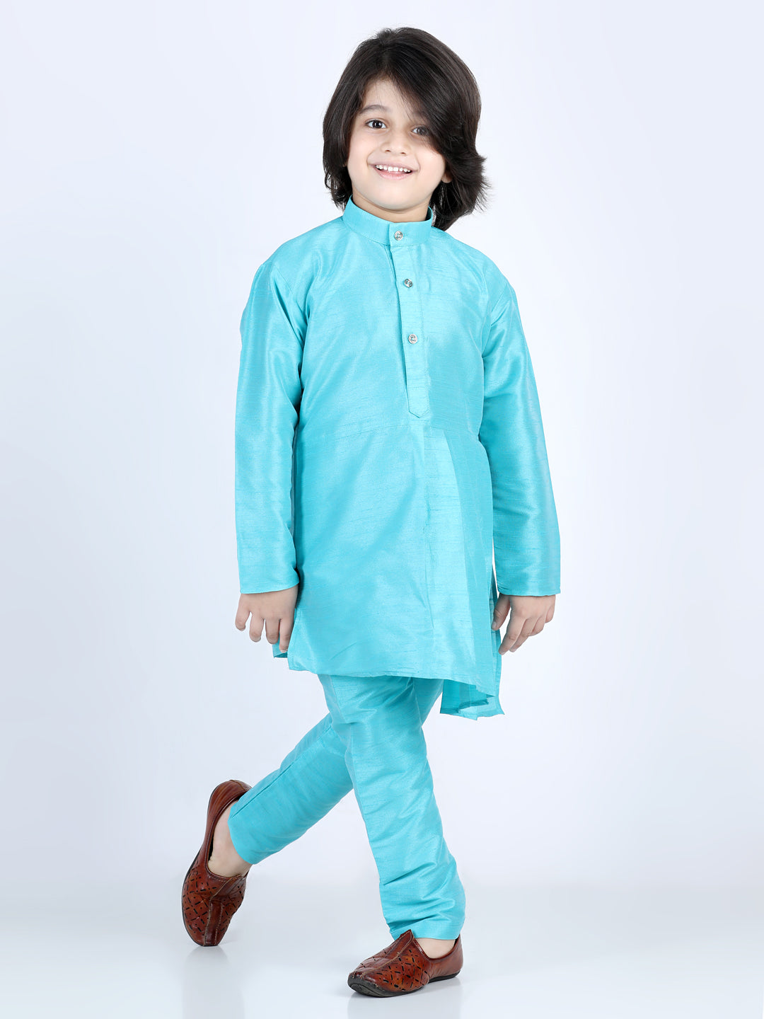 Boy's Blue Cotton Kurta Sets - Bownbee