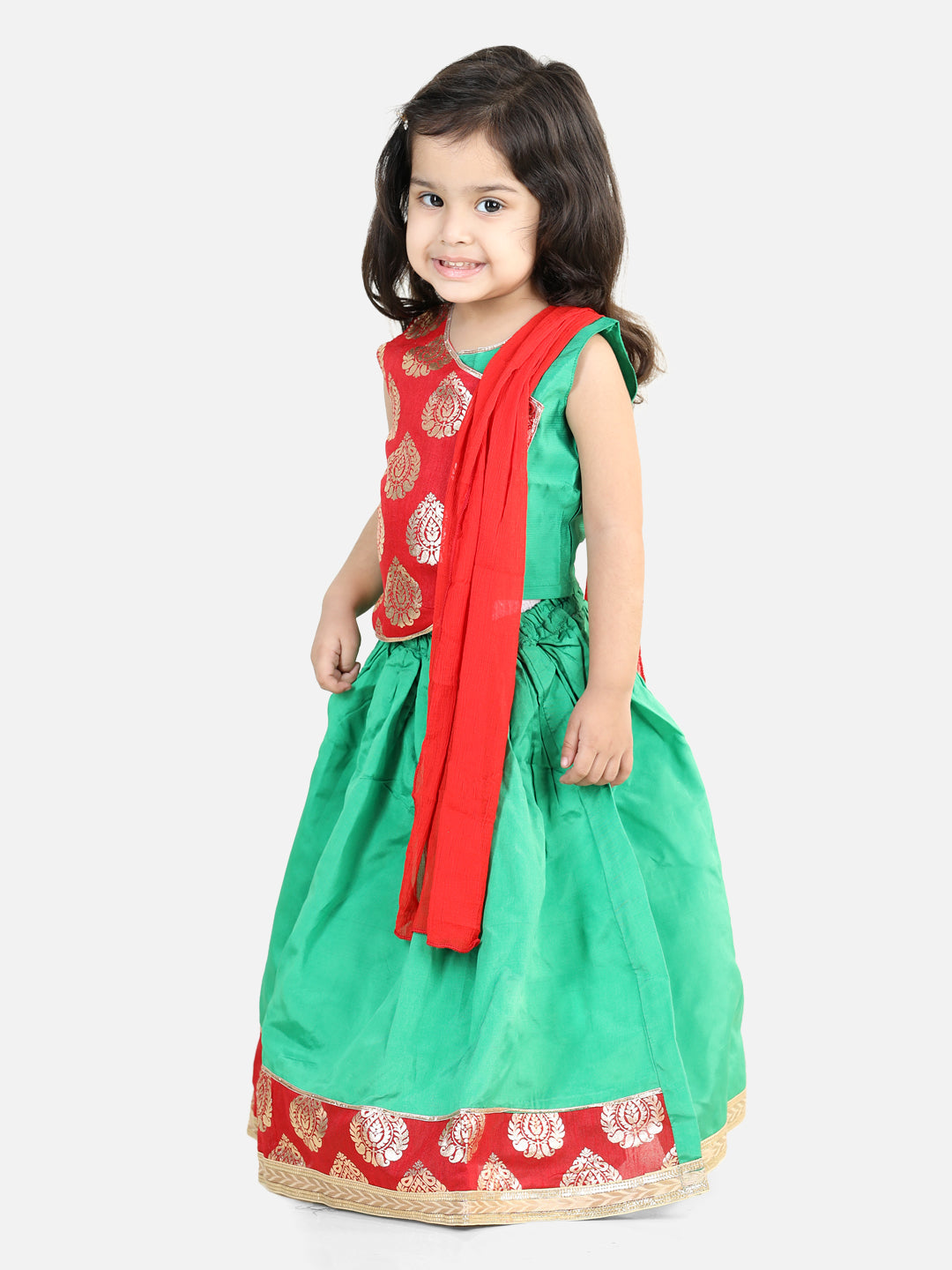 Girl's Silk Green Lehenga Sets - Bownbee