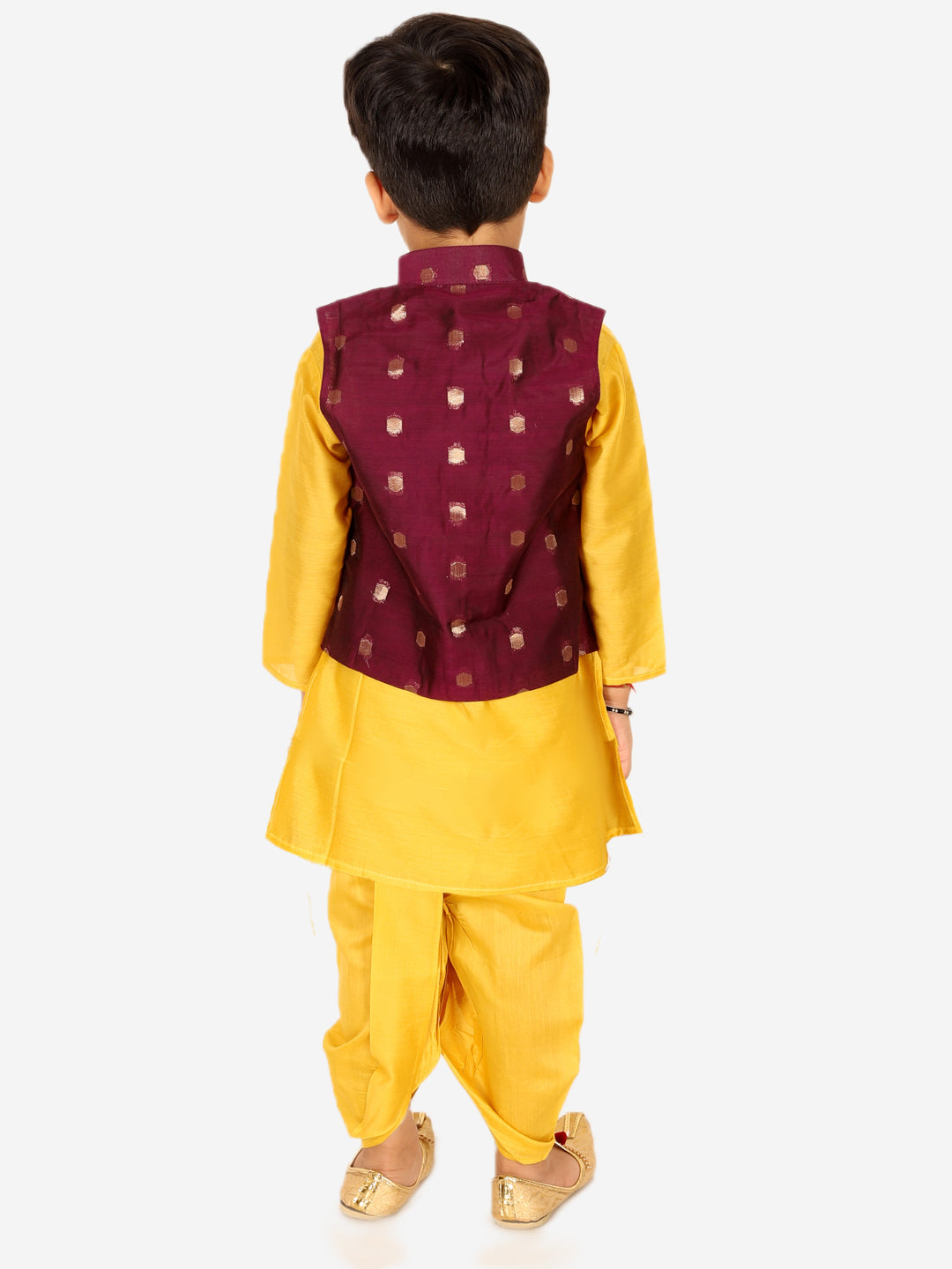 Boy's Purple Chanderi Dhoti Sets - Bownbee