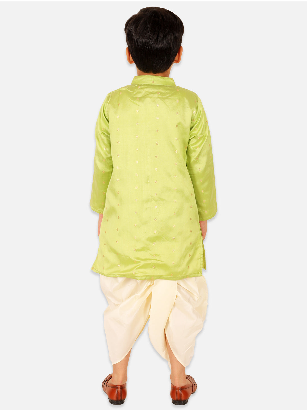 Boy's Green Silk Dhoti Sets - Bownbee