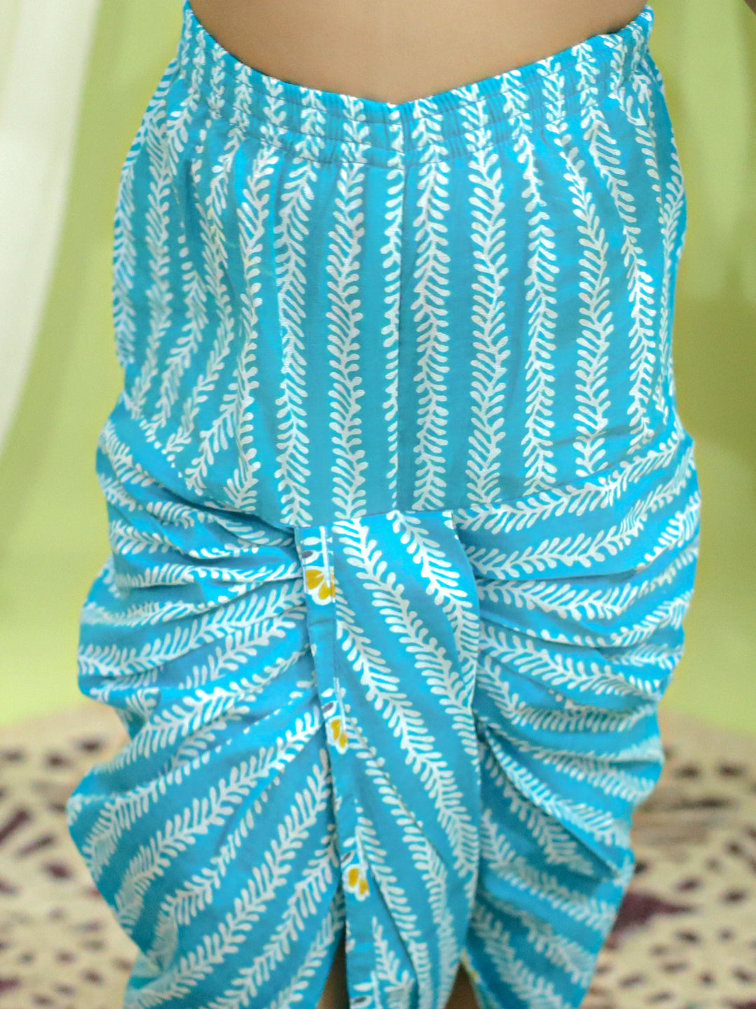 Boy's Blue Cotton Dhoti Sets - Bownbee