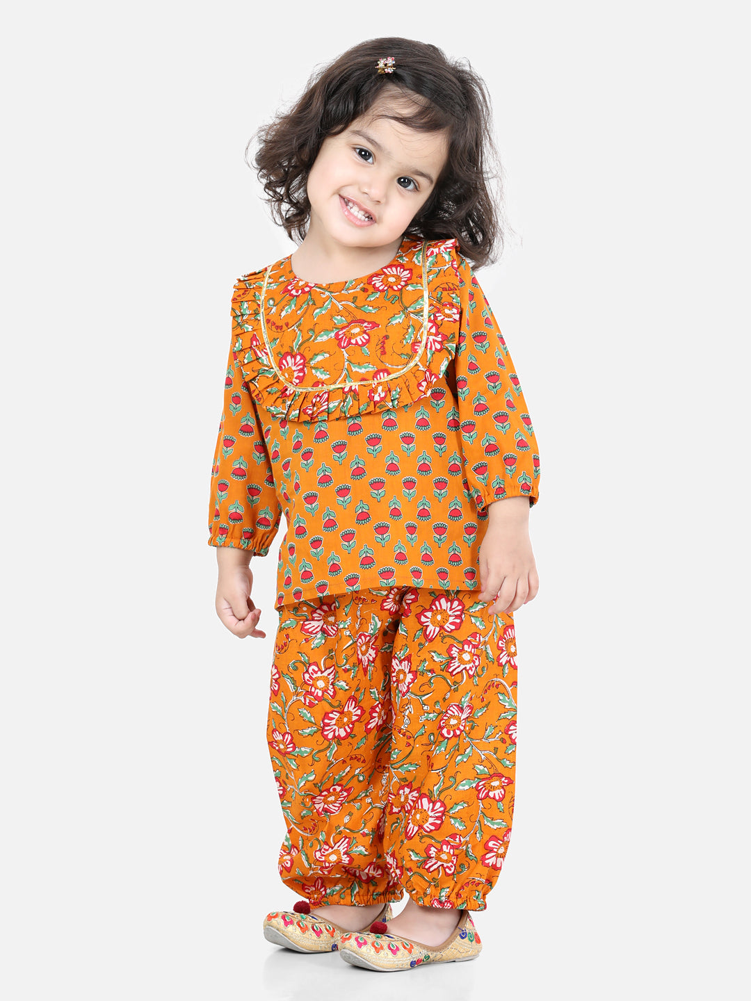 Girl's Cotton Orange Sets - Bownbee