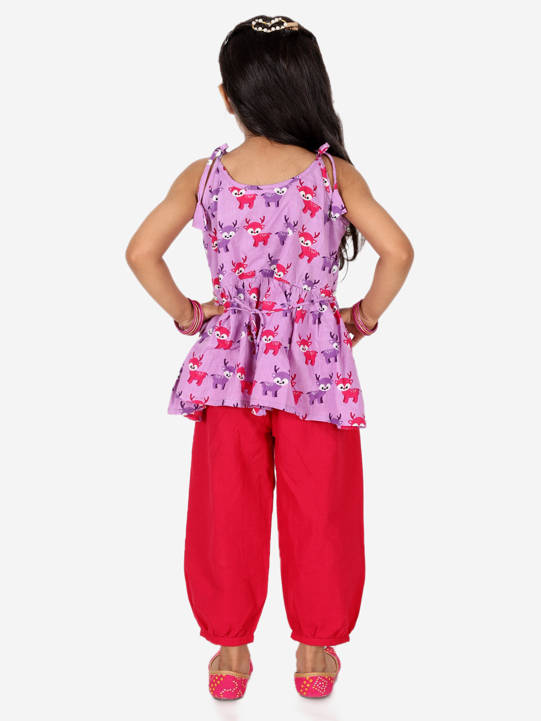 Girl's Cotton Purple Dhoti Sets - Bownbee
