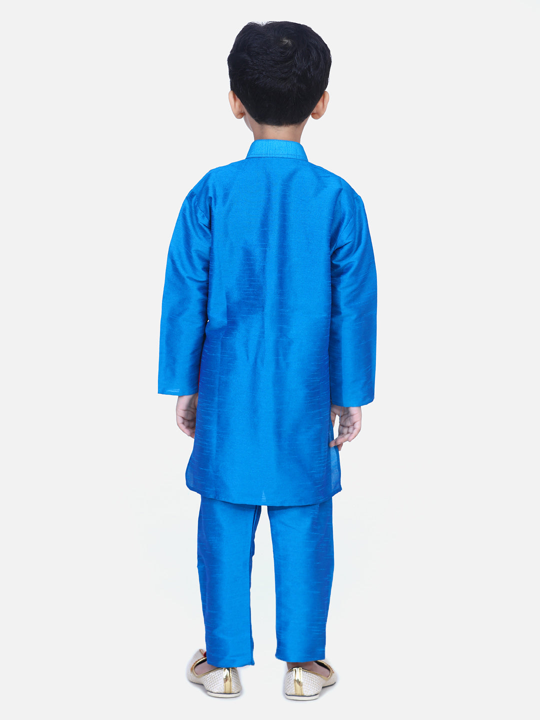 Boy's Blue Silk Kurta Sets - Bownbee