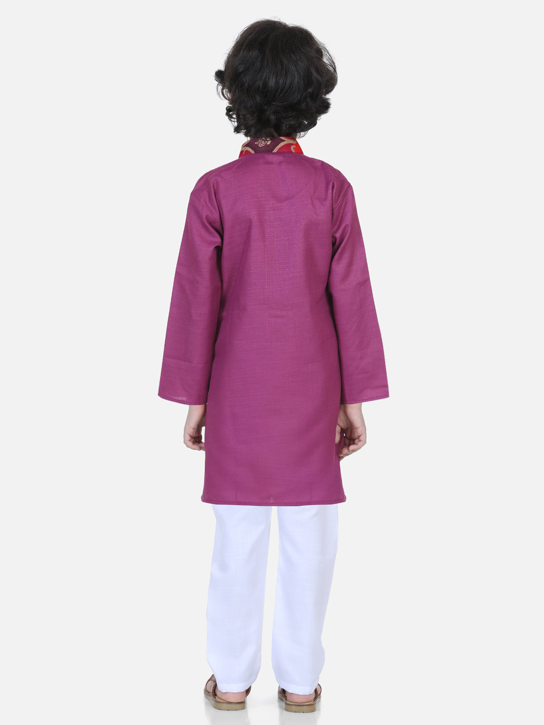 Boy's Purple Cotton Kurta Sets - Bownbee