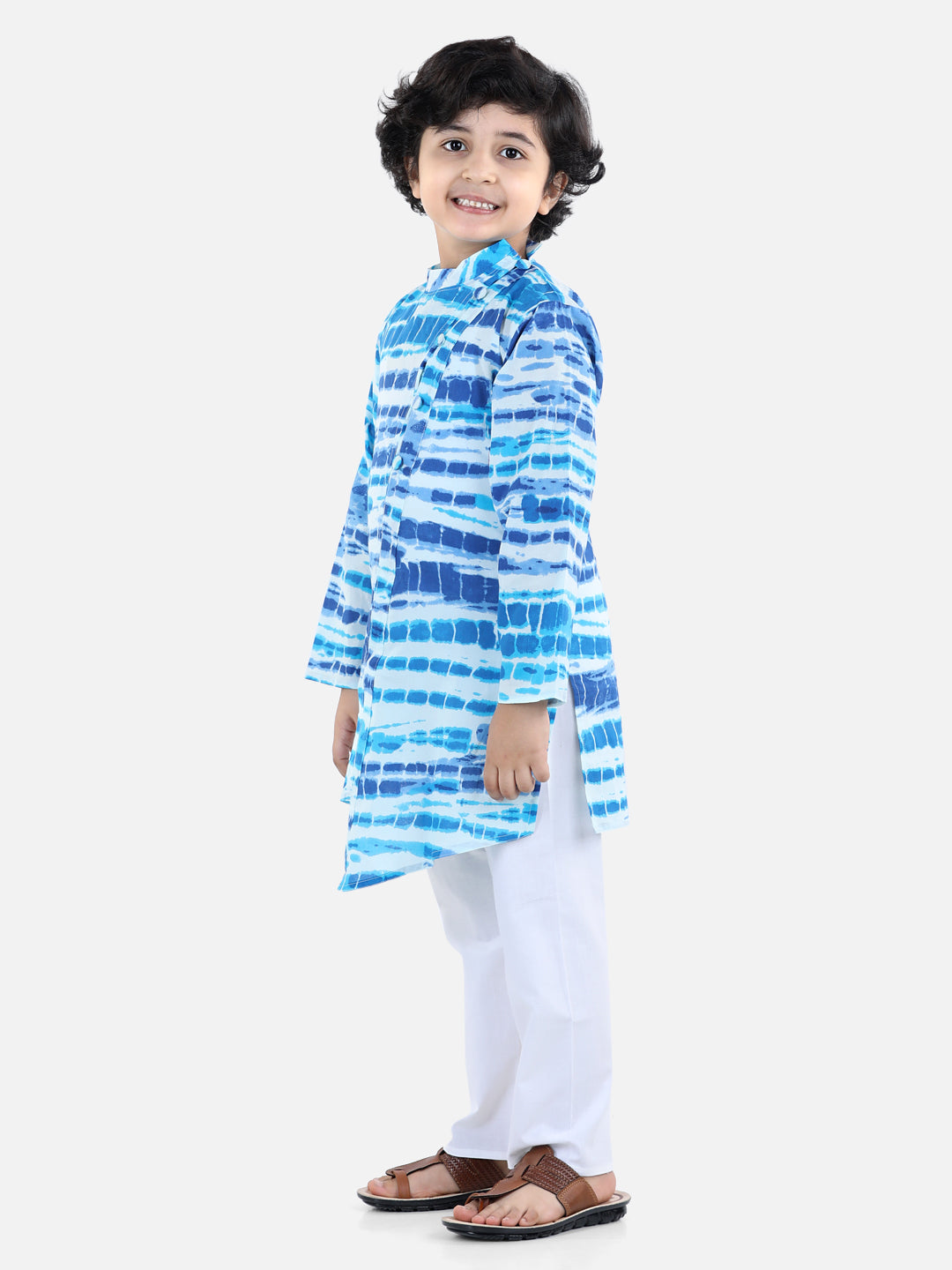 Boy's Blue Cotton Kurta Sets - Bownbee