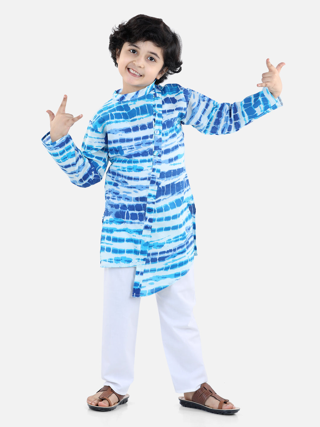 Boy's Blue Cotton Kurta Sets - Bownbee