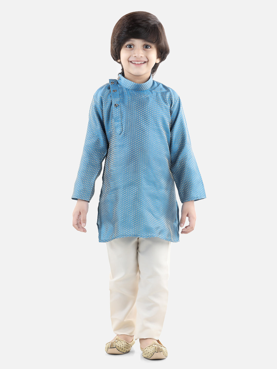 Boy's Blue Cotton Kurta Sets - Bownbee