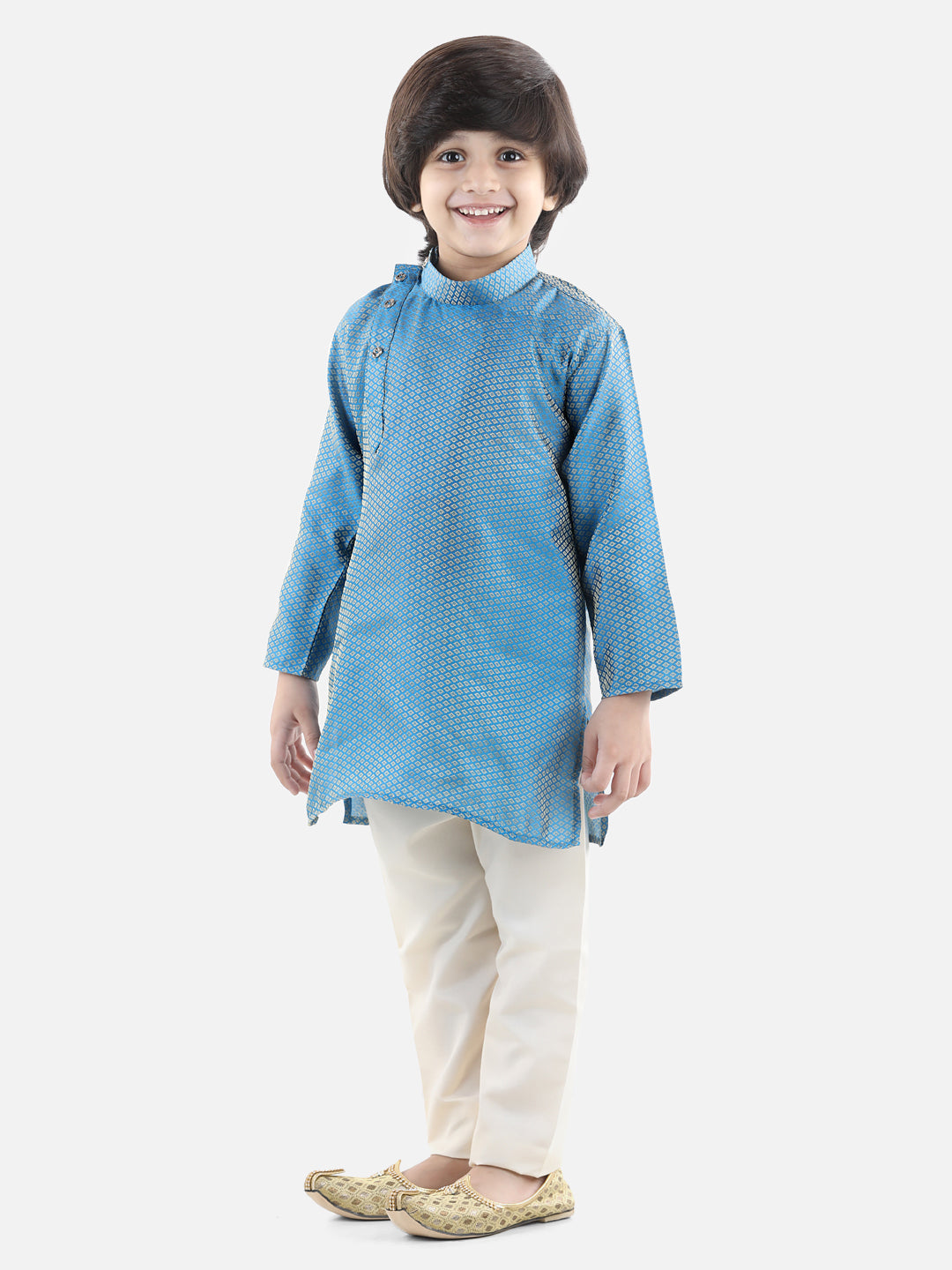 Boy's Blue Cotton Kurta Sets - Bownbee