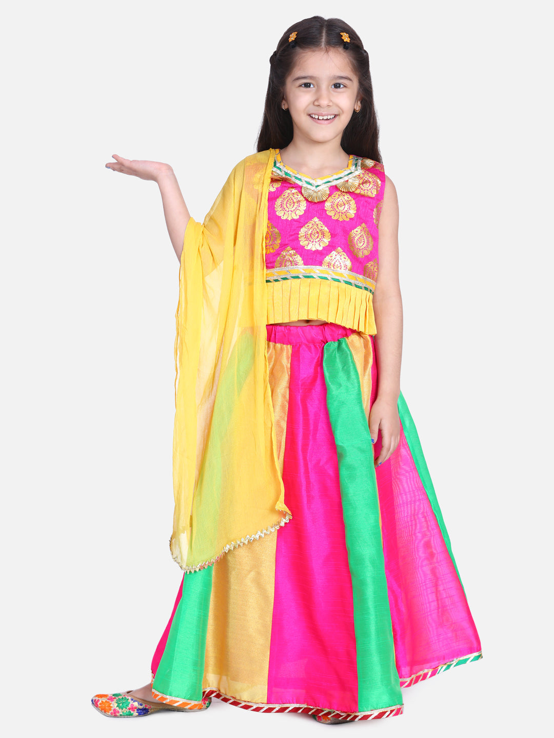 Girl's Silk Pink Lehenga Sets - Bownbee