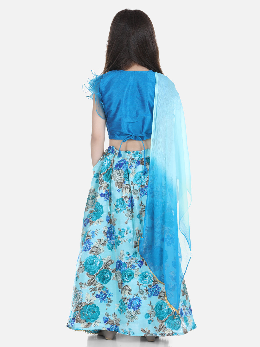 Girl's Silk Blue Lehenga Sets - Bownbee