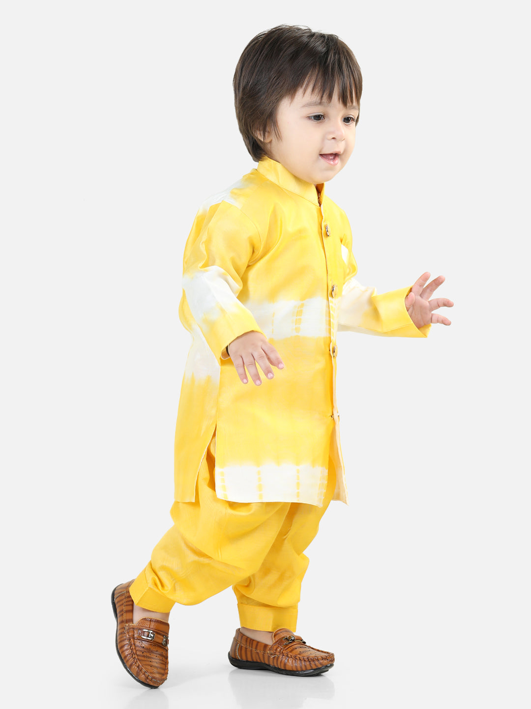 Boy's Yellow Chanderi Sherwani Sets - Bownbee