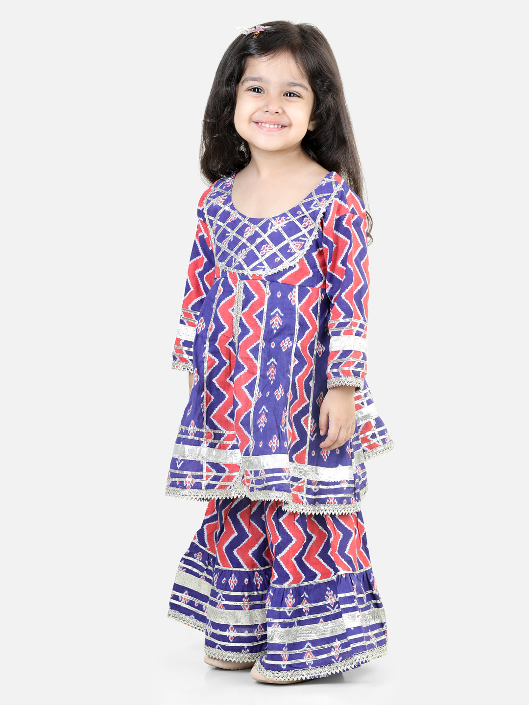 Girl's Cotton Purple Kurta Sets - Bownbee