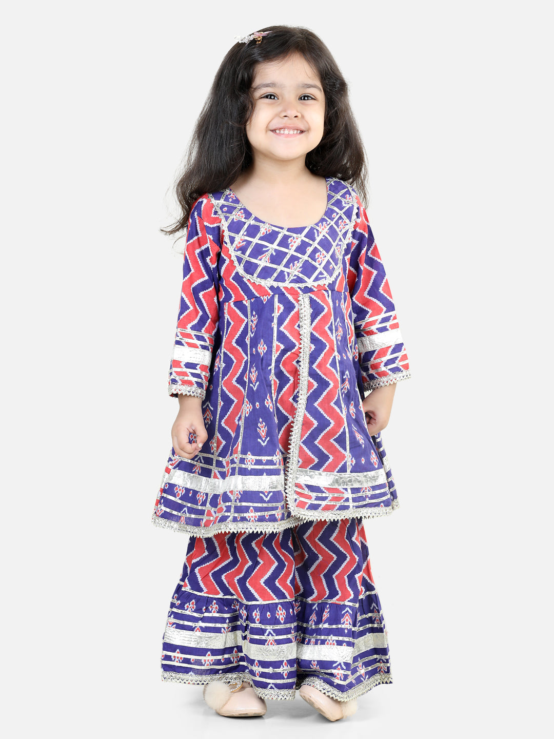 Girl's Cotton Purple Kurta Sets - Bownbee