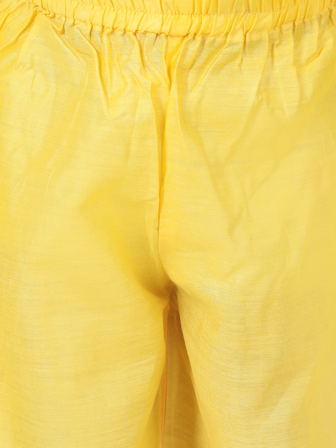 Girl's Chanderi Yellow Kurta Sets - Bownbee