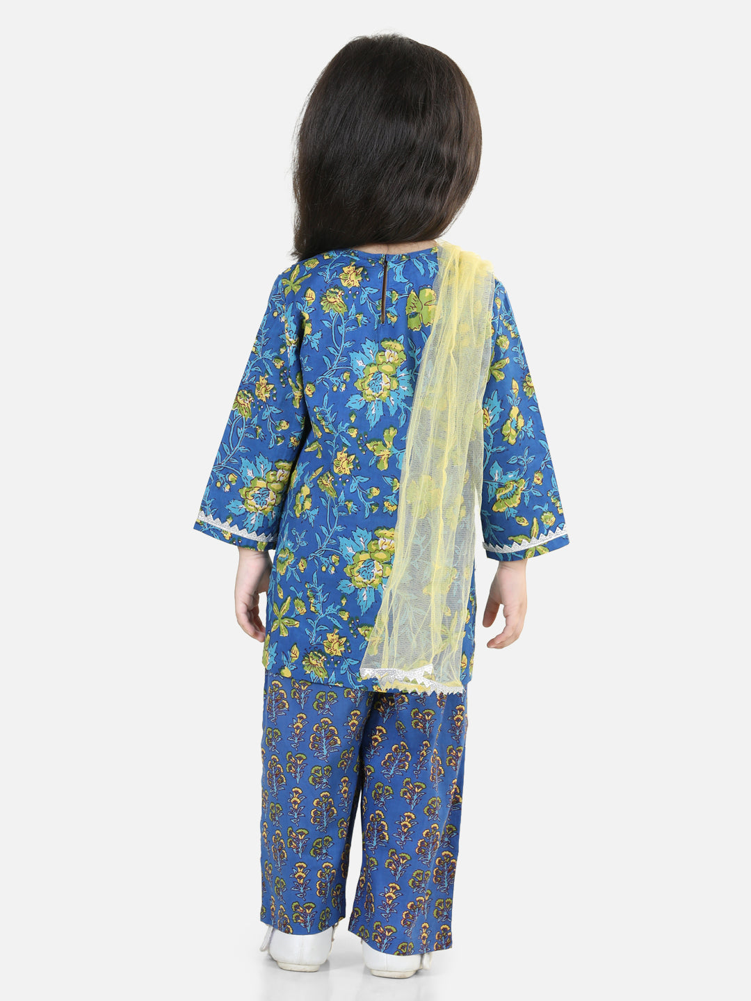 Girl's Cotton Blue Kurti Sets - Bownbee