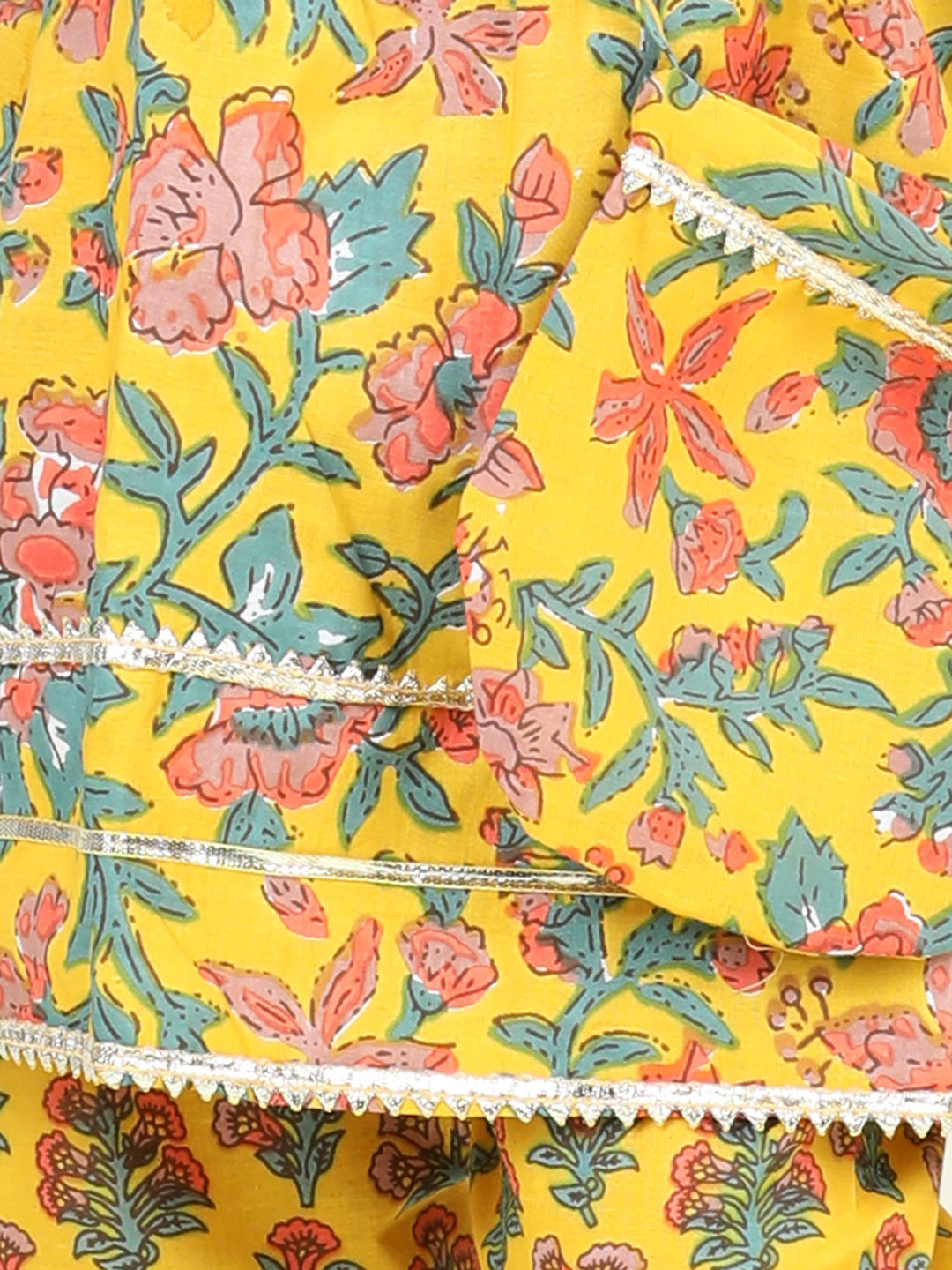 Girl's Cotton Yellow Kurta Sets - Bownbee