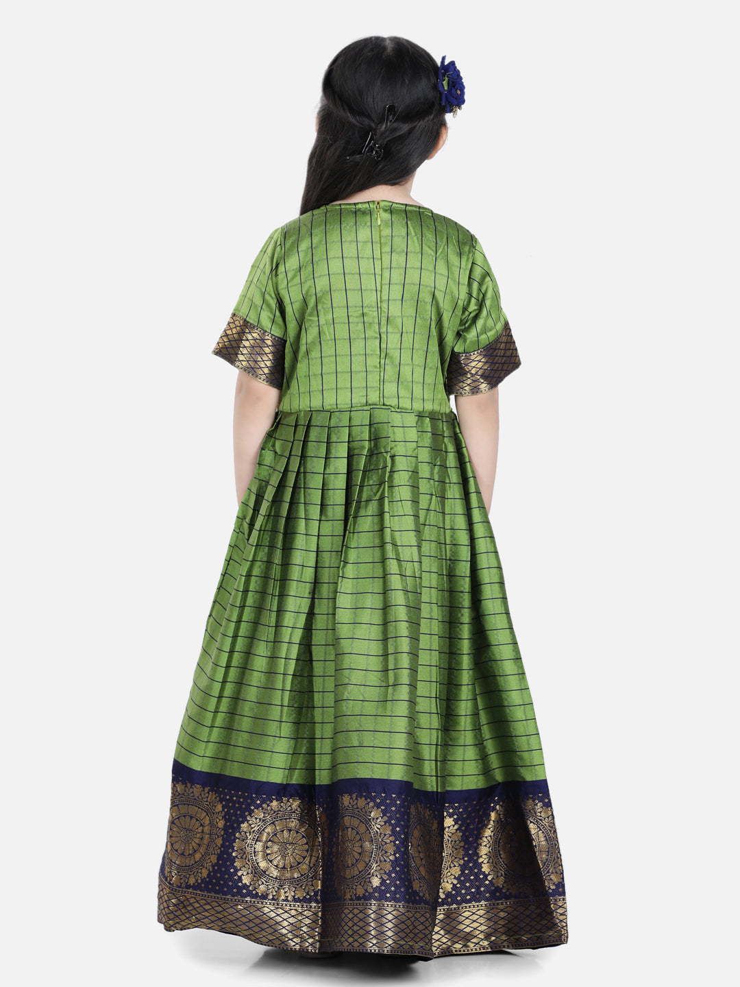 Girl's Silk Green Dresses - Bownbee