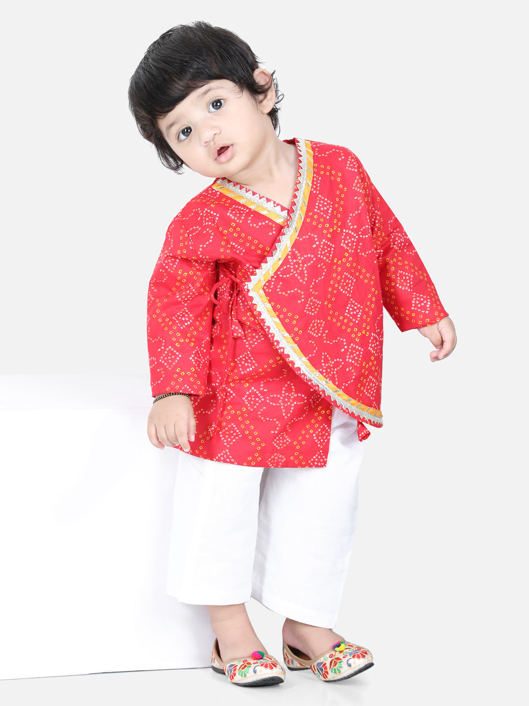 Boy's Red Color Full Sleeve Cotton Kurta Pajama  - NOZ2TOZ KIDS