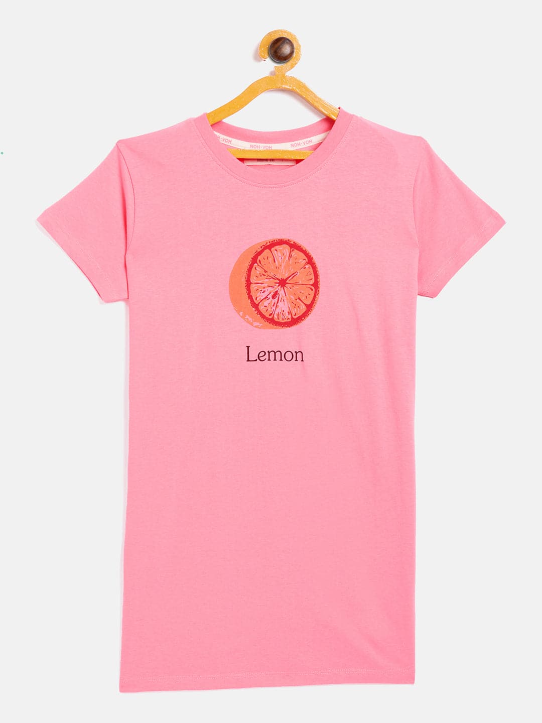 Girl's Pink Lemon Print T-Shirt Dress - LYUSH KIDS