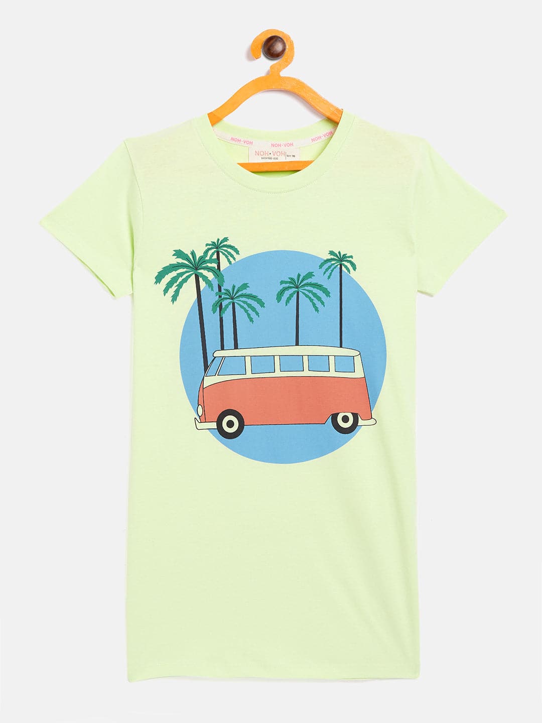 Girl's Green Bus Print T-Shirt Dress - LYUSH KIDS