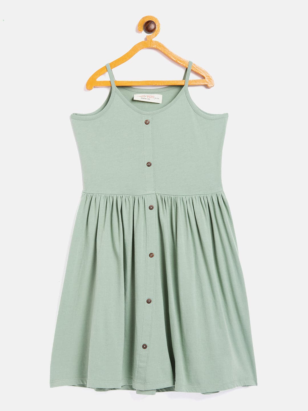 Girl's Olive Front Button Strappy Dress - LYUSH KIDS