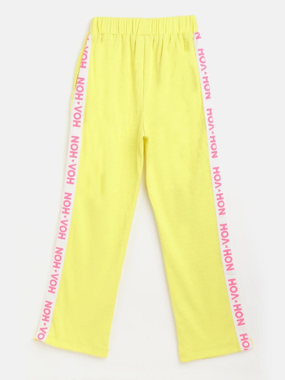 Girl's Yellow Rib Brand Tape Track Pants - LYUSH KIDS
