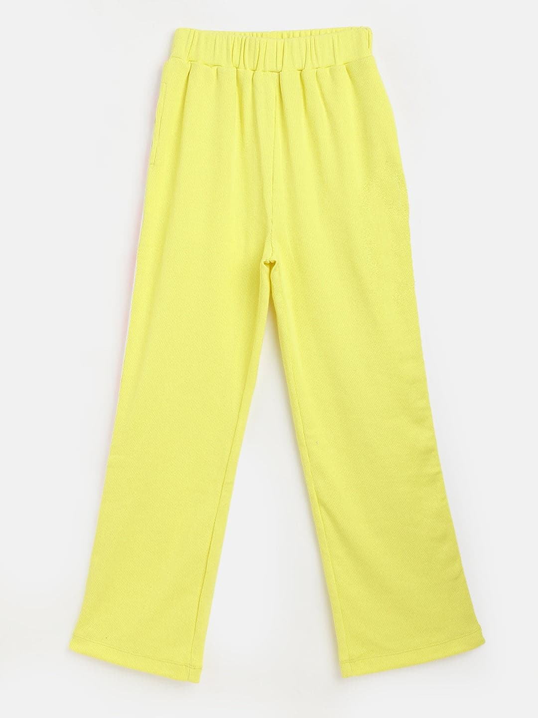 Girl's Yellow Rib Brand Tape Track Pants - LYUSH KIDS
