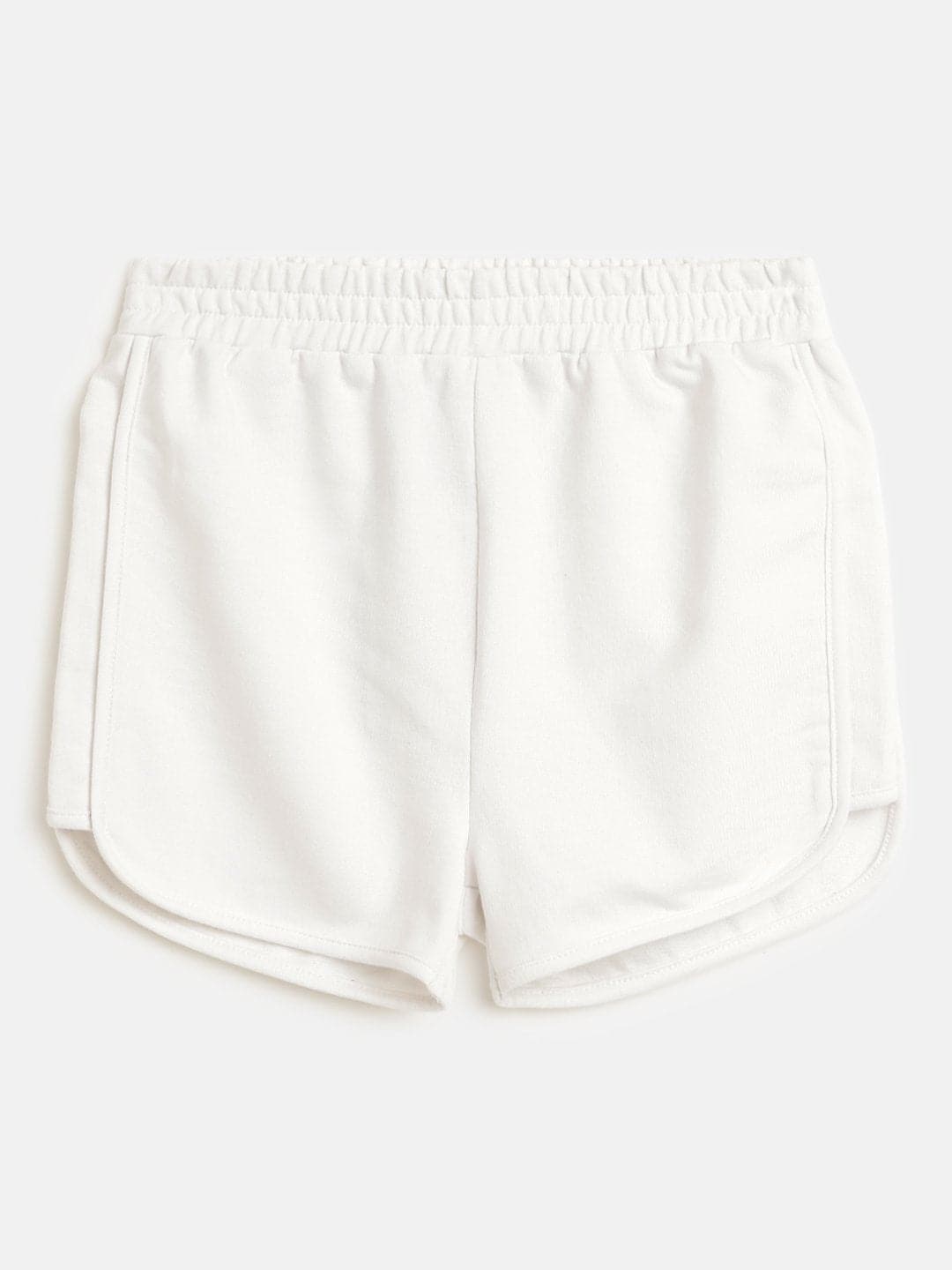 Girl's White Terry Solid Shorts - LYUSH KIDS