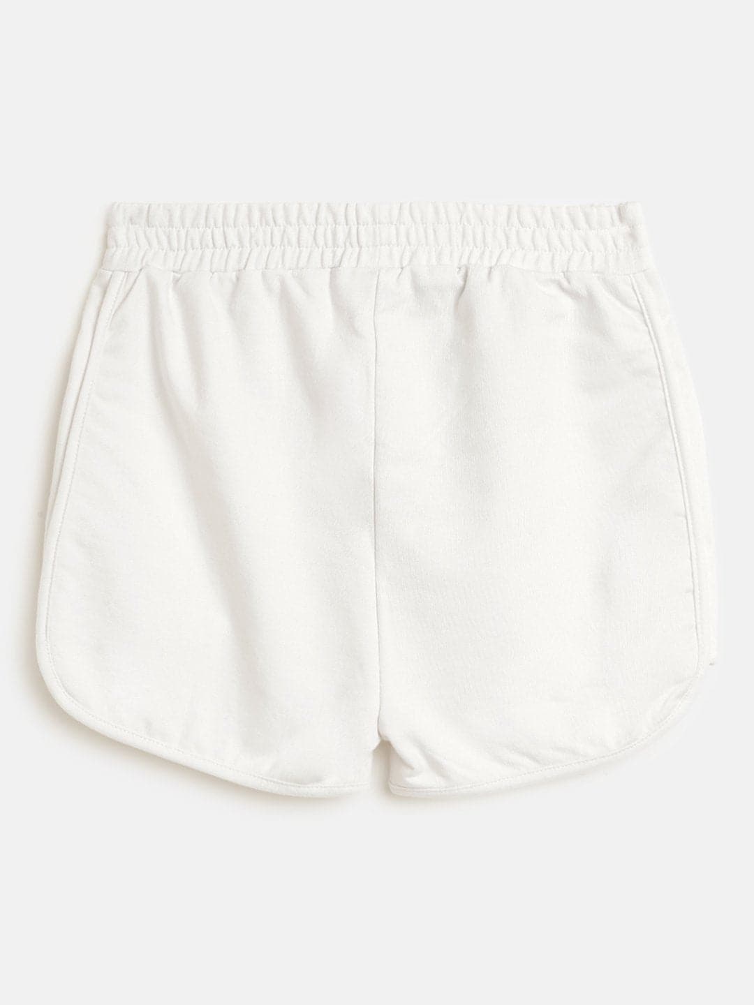 Girl's White Terry Solid Shorts - LYUSH KIDS