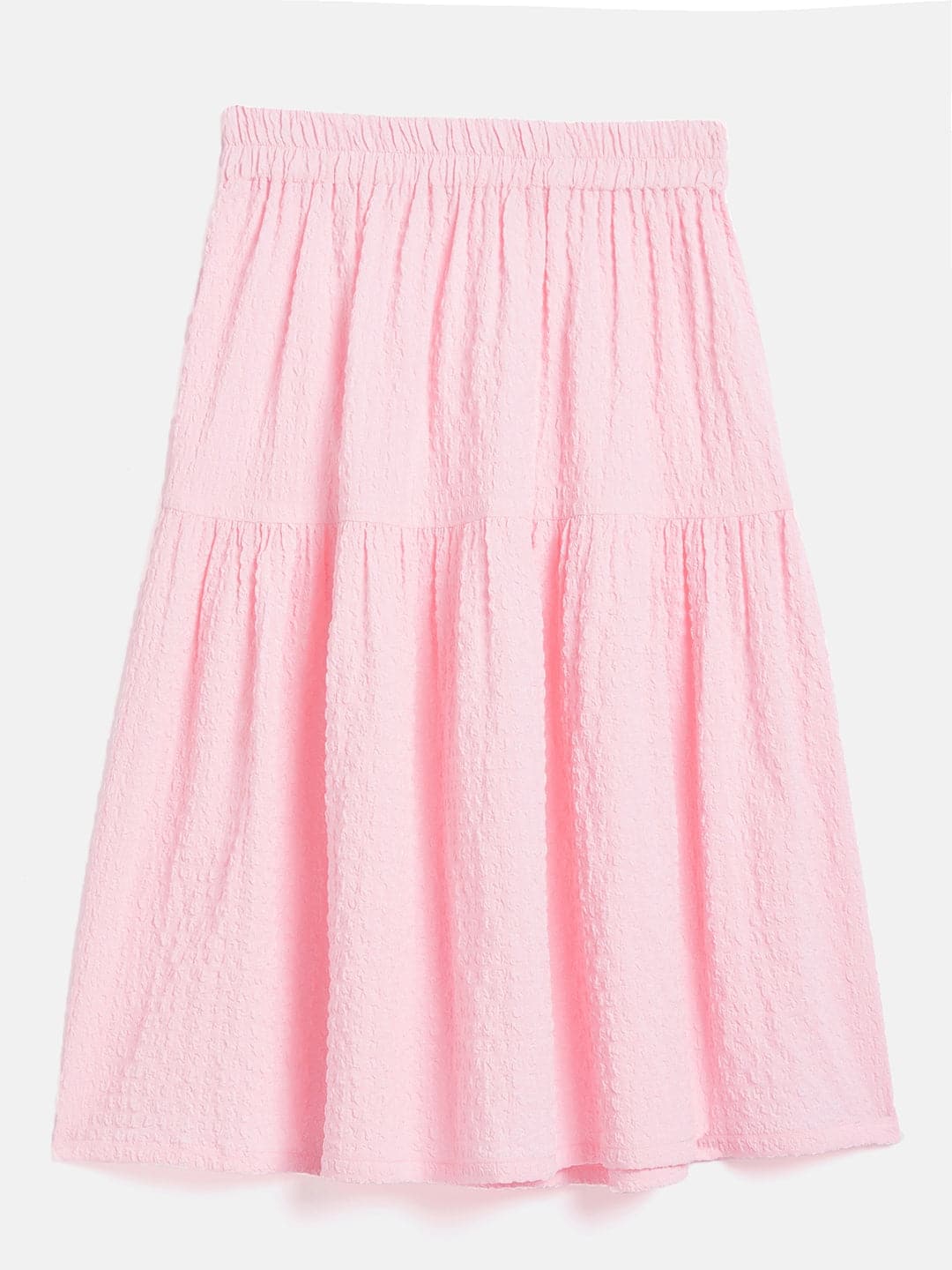 Girl's Pink Seer Sucker Tiered Skirt - LYUSH KIDS