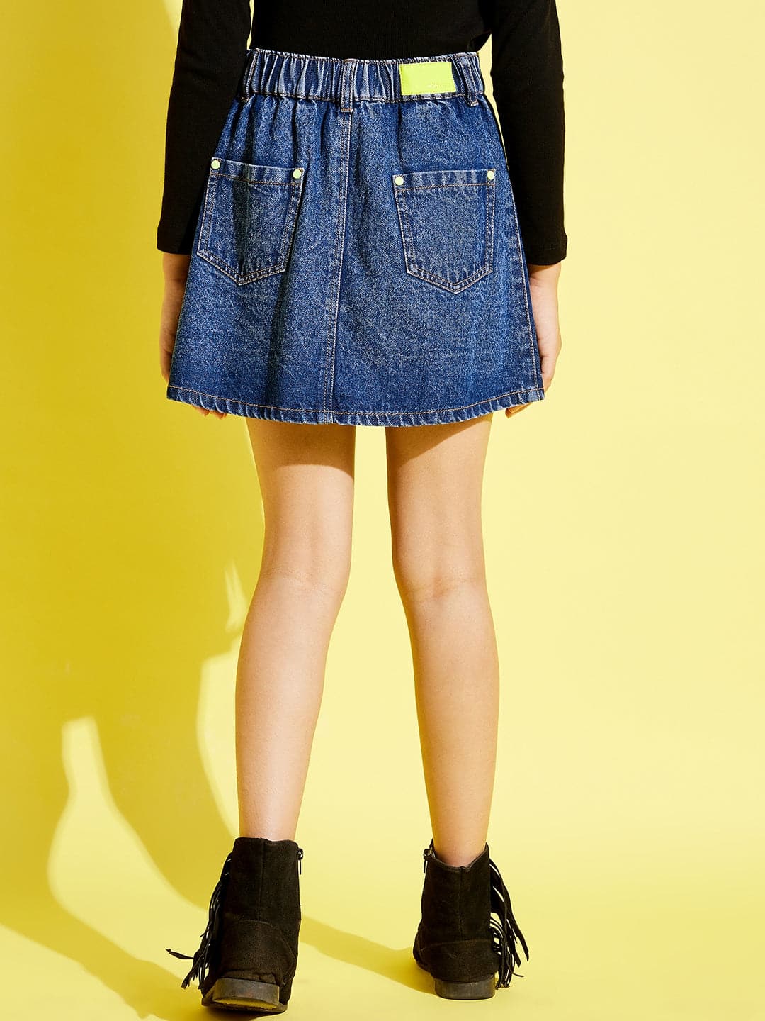 Girl's Blue Front Button Denim Mini Skirt - LYUSH KIDS