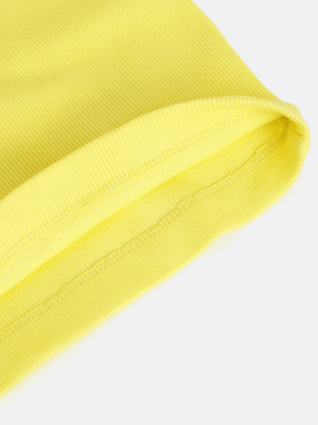 Girl's Yellow Rib Brand Tape Half Sleeve Top - LYUSH KIDS