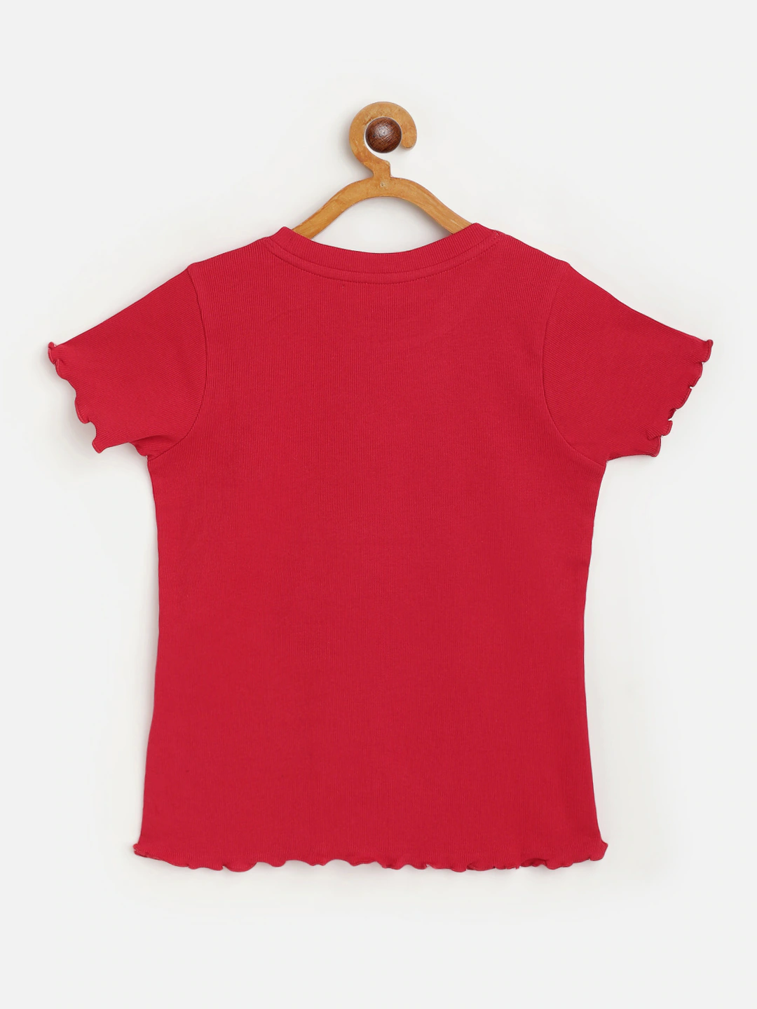 Girl's Red Rib Short Sleeve Top - LYUSH KIDS