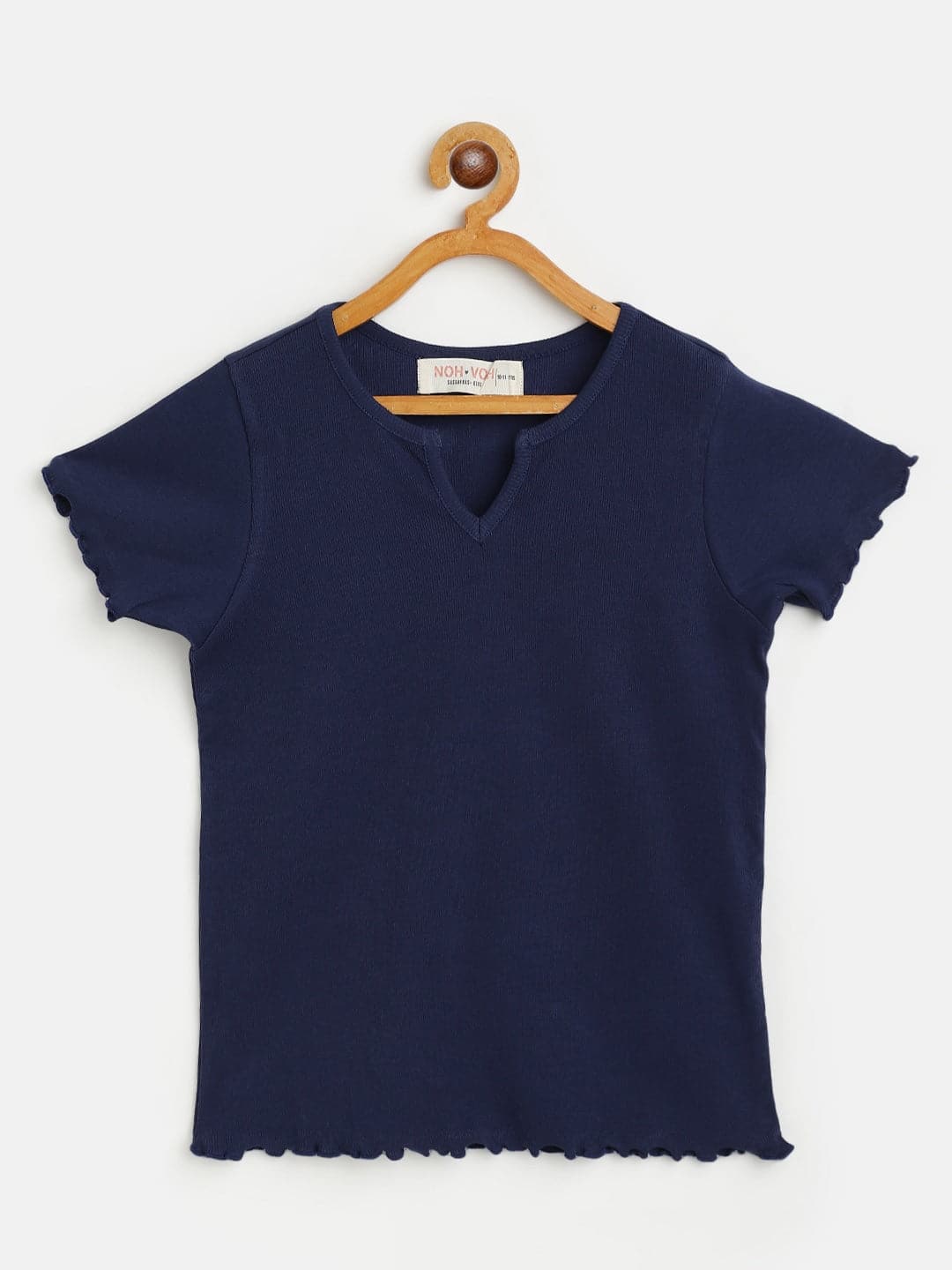 Girl's Navy Rib V-Neck Top - LYUSH KIDS